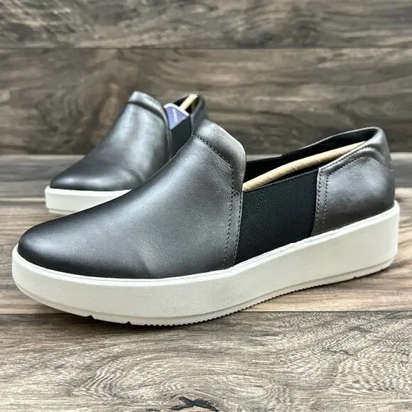 ❌SOLD❌NIB CLARKS 9 Wide Width Layton Band Slip On Leather Platform Sneakers - Picture 3 of 12